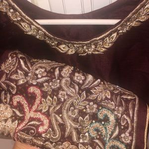 🆕Burgundy Raw Silk Fancy Kurti Indian/Pakistani